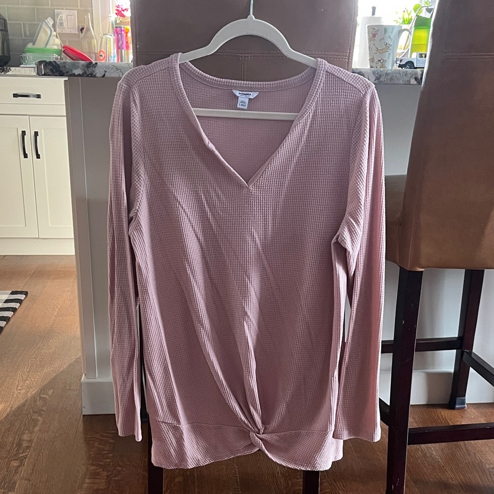 Sonoma Maternity Women's Blush Twist Front Long Sleeve Top